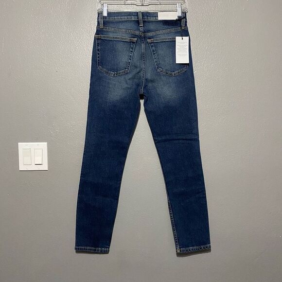RE/DONE Originals High Rise Ankle Crop Jeans in Midnight Blue Size 26 - Picture 3 of 11